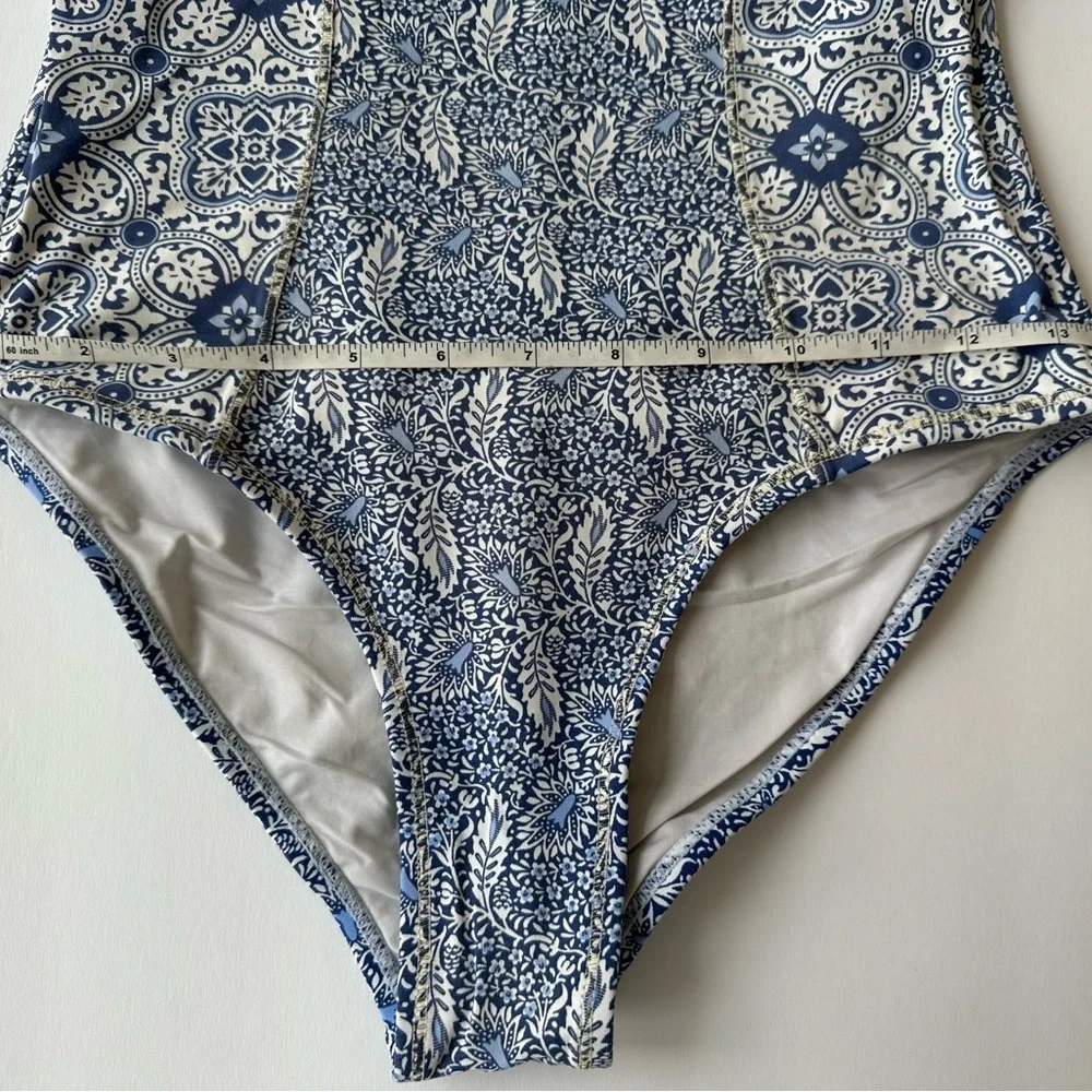 Ondademar Cassia One Piece blue white Geometric print size Small